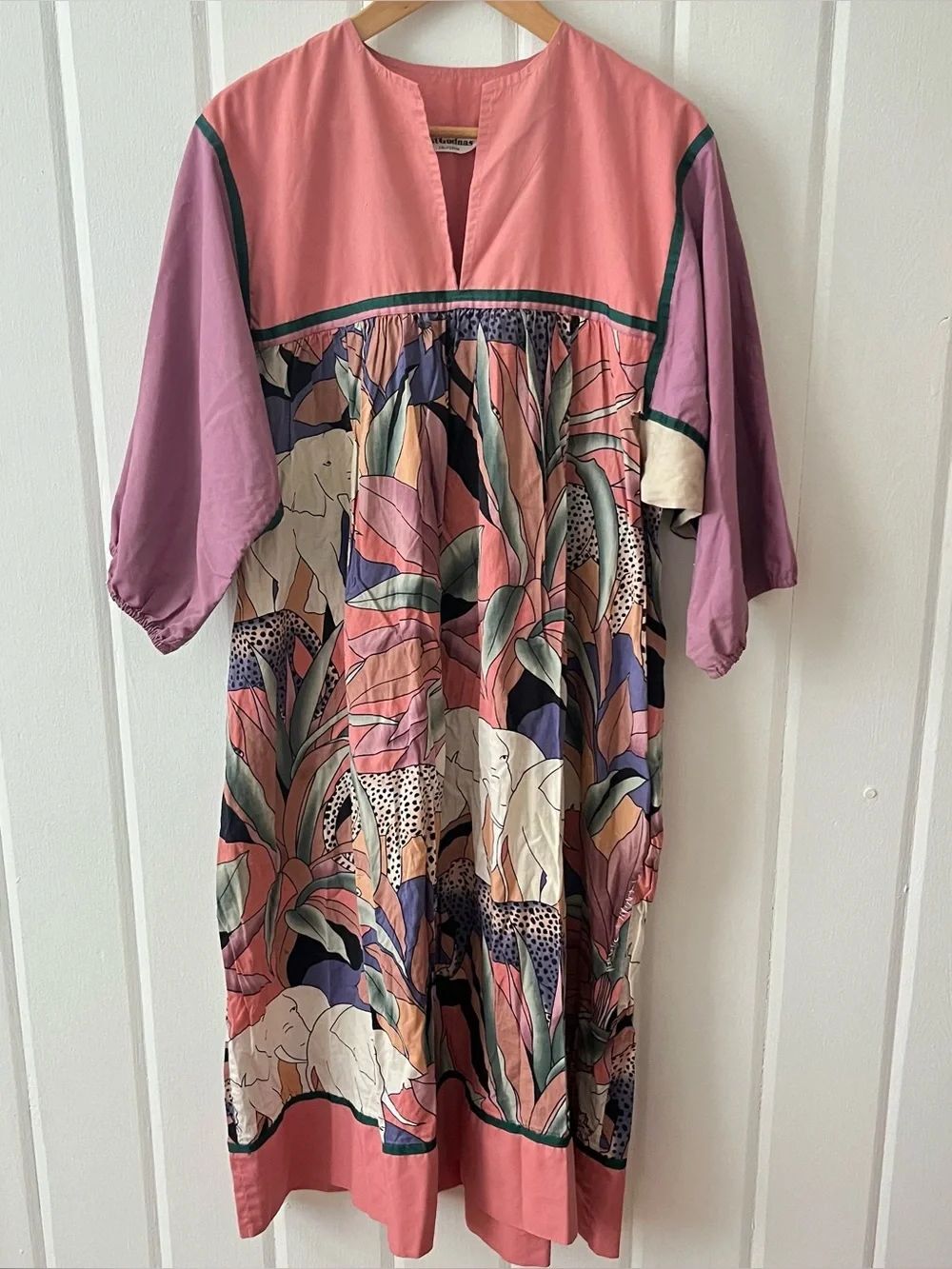 Vintage Krist Gudnason Animal Safari Jungle Mumu Dress